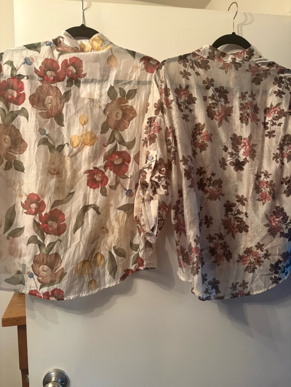 Italian floral blouse tops tencel with black pants set
